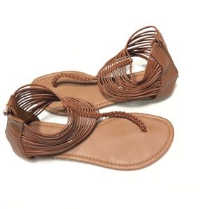 Body Central Heel Zipper Brown Sandal 8